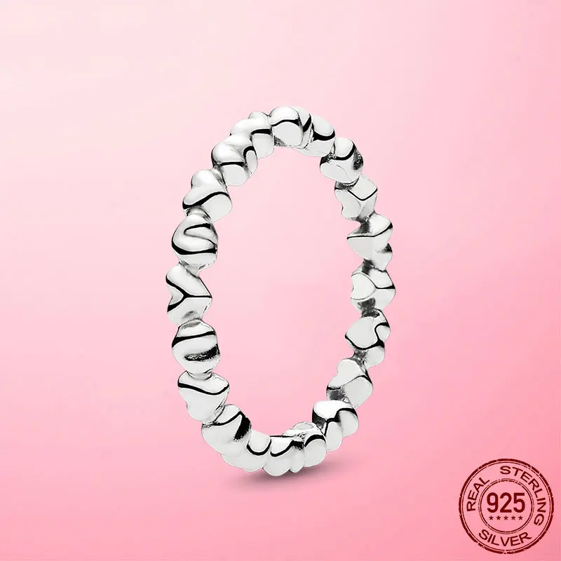 

2021 Summer New Trendy Rings 925 Sterling Silver Stacking Heart Rings for Women Party Birthday Gift Fashion Female Fine Jewelry