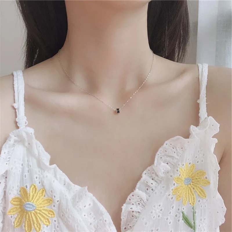 Женское колье из серебра 925 пробы с черным Цирконом|Ожерелья| |