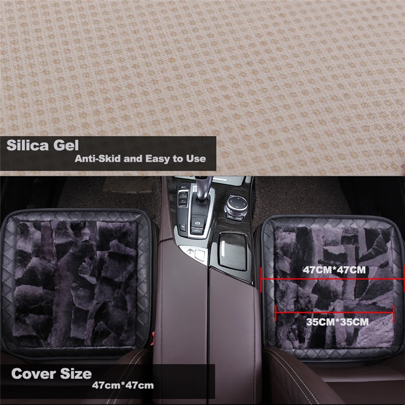 

Karcle Car Seat Cover Wool Fur Seat Cushion Sheepskin Winter Warm Non-Slip Universal Fur Seat Pads Car Styling Wool&Leather 2Pcs