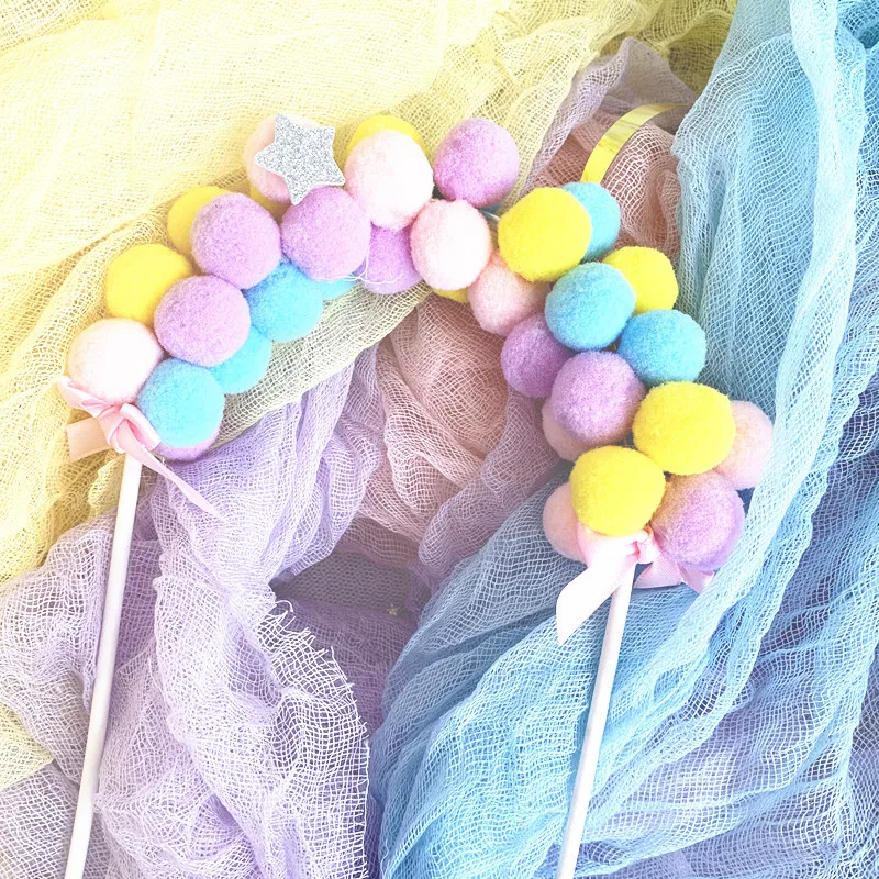 1 шт. лидер продаж розовый синий мягкий помпон облачный торт Топпер детский душ