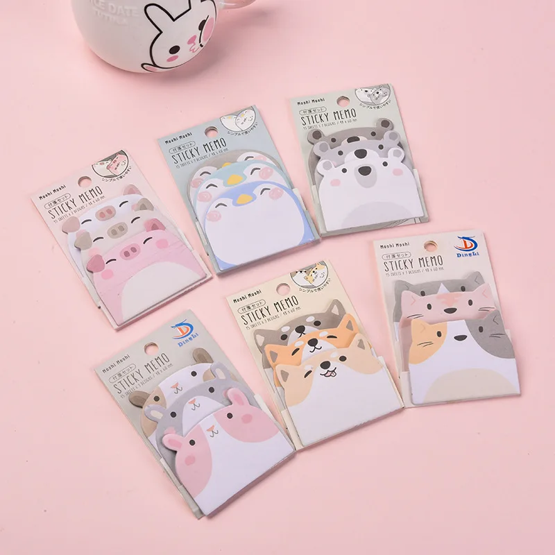 

90 Sheets Cute Cartoon Animal Sticky Notes Memo Pad Bookmarks Scheduler Paper Message Memo Sticker Stationery