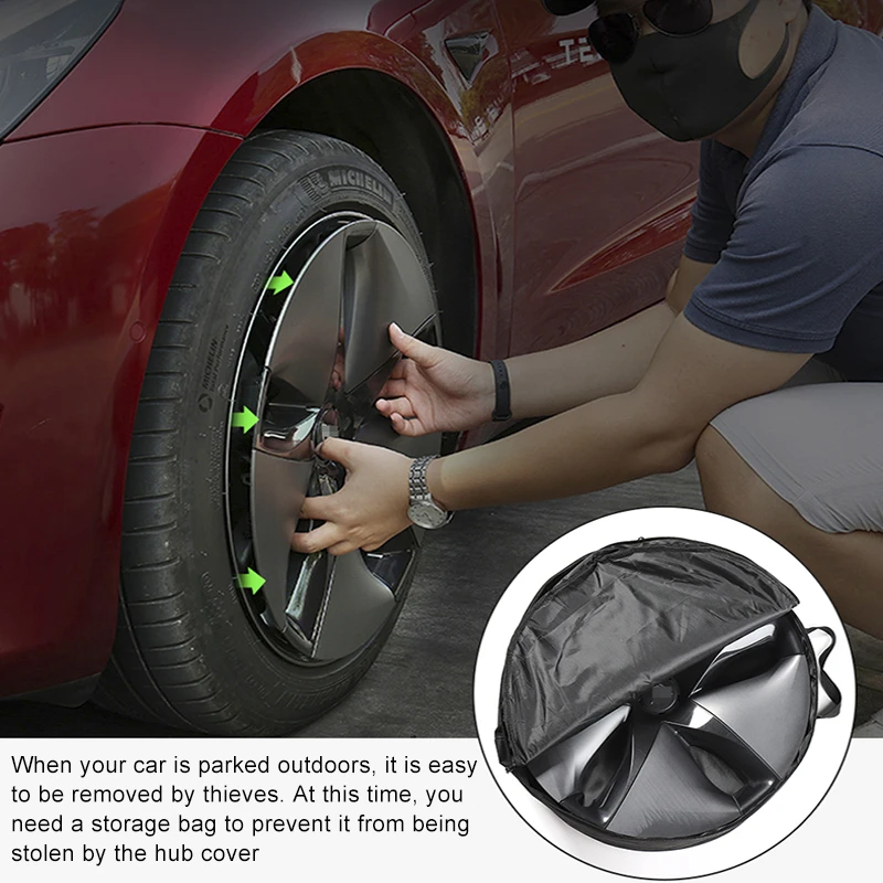 

Wheel Cap Storage Bag For Tesla Model 3 Spare Tyre Wheel Valve Covers Car Tire Cover Oxford Storage Bag Wheels Car Accessories