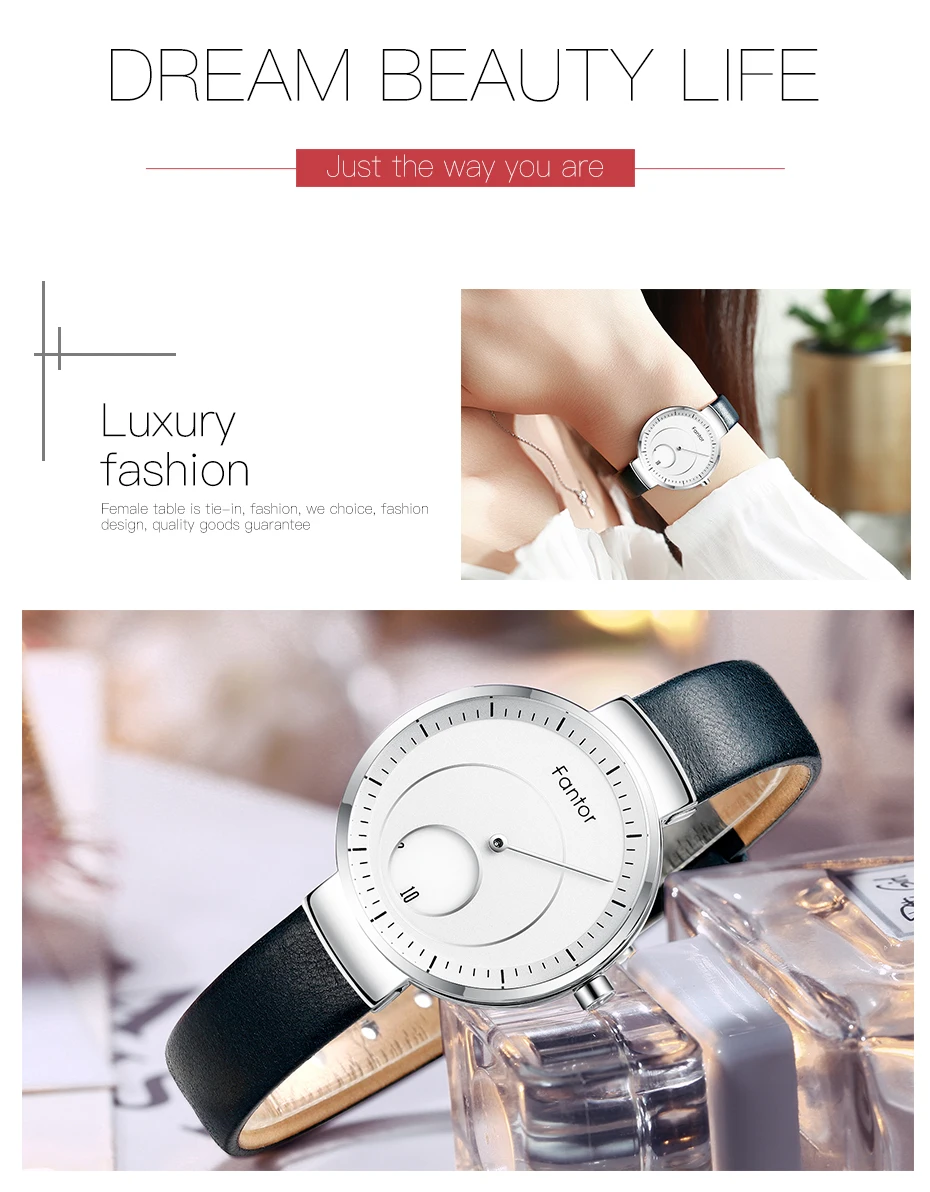 Fantor женские часы люксовый бренд циферблат кожа montre femme женские наручные часы водонепроницаемые relogio feminino