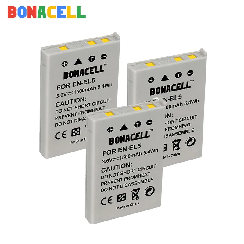 3 pack Bonacell 1500 мА/ч, EN-EL5 RU EL5 цифровой Камера Батарея для Nikon Coolpix P4 P80 P90 P100 P500 P510 P520 P530 P5000 P5100 5200 - Цвет: 3 pack