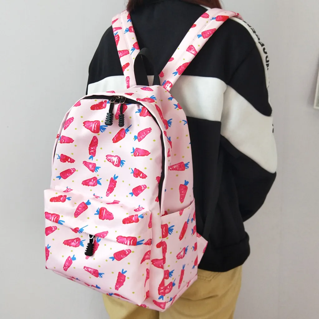 Нейлоновый рюкзак с принтом для девочек летний рисунком моркови