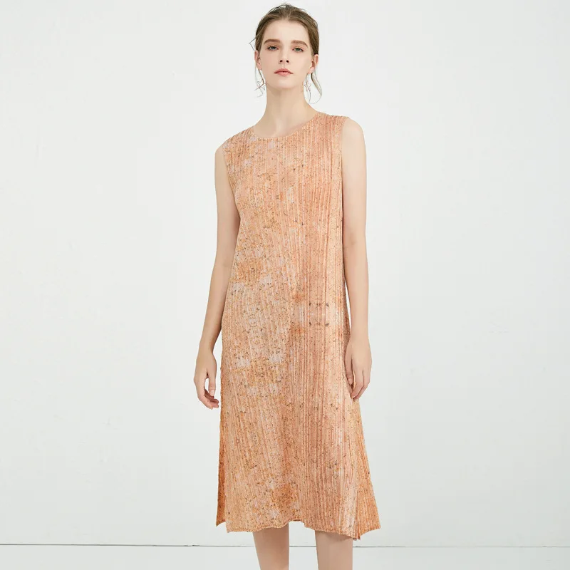 Платье LANMREM женское винтажное повседневное плиссированное с о вырезом без