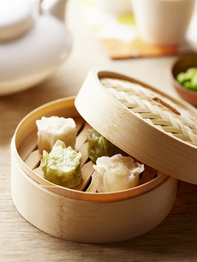 Мини пароварка Бамбуковая Пароварка клетка для вареников и креветок с ручкой