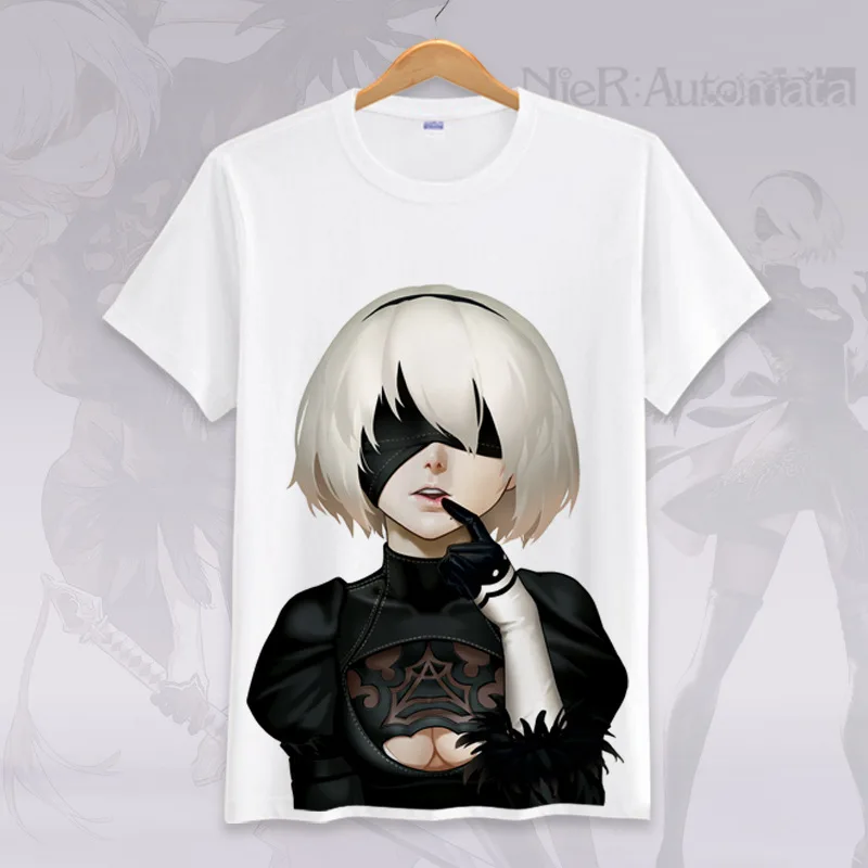 Японский аниме NieR:Automata Косплей Футболка 2B Тип 9S emil летняя футболка с рисунком Топ