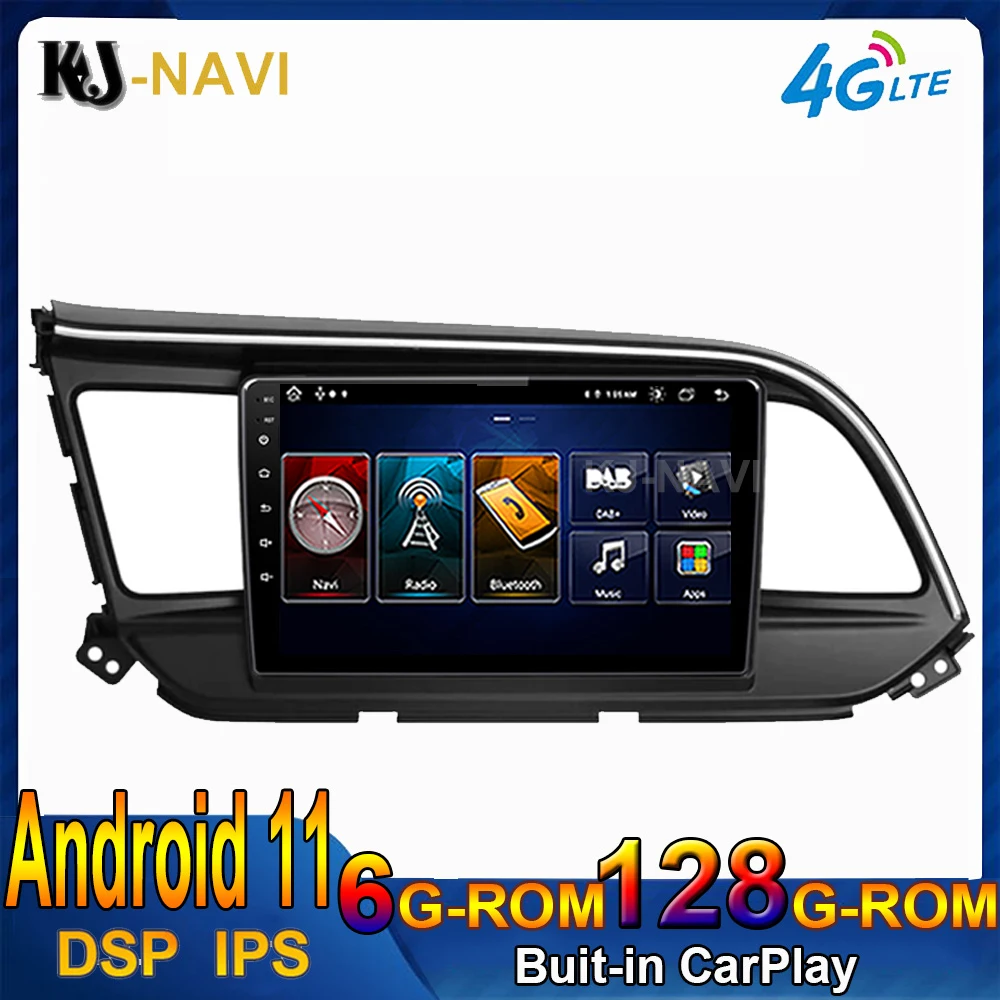 

9 дюймов 6 + 128G DSP Android 11,0 для Hyundai Elantra 6 2016 2017 2018 автомобильный проигрыватель радио мультимедиа видео навигации GPS без DVD