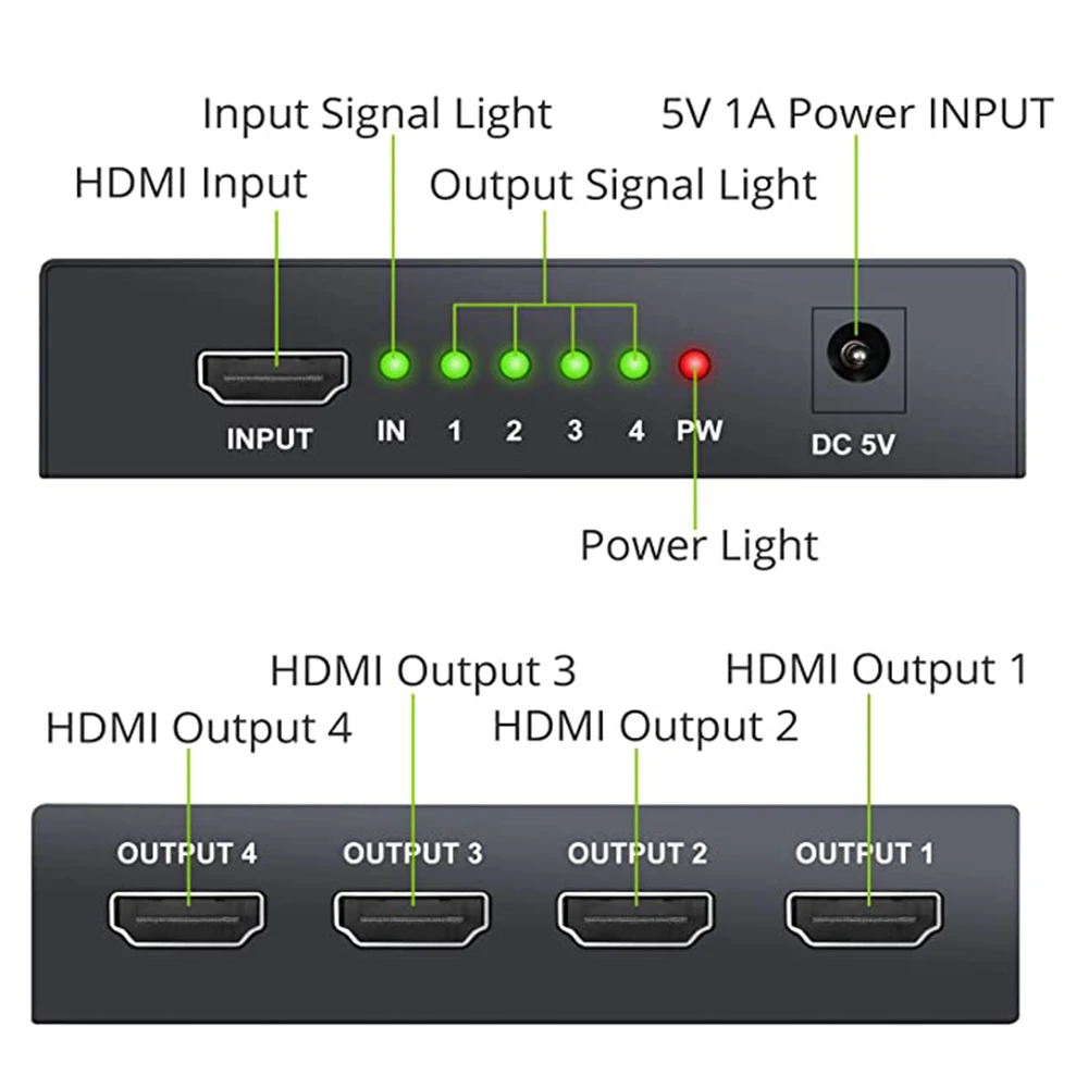 Разветвитель HDMI 1x4 экстрактор Аудио 2. 0 4K переключатель 1 в 4 выхода HD видео