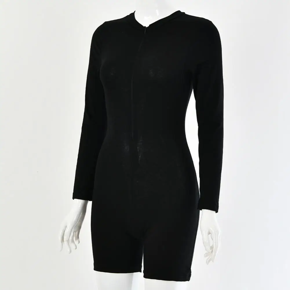 

Jumpsuits Women O Neck Long Sleeve Zip Closure Bodycon Bodysuit Elastic Sports Jumpsuit Spandex Women's Clothing