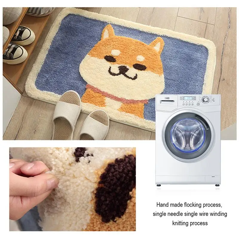 

Door Mat Cartoon Dog Carpet Anti Slip Absorbent Water Resist Dirt Rugs Bathroom Floor Mat for Home Entrance Garage Patio