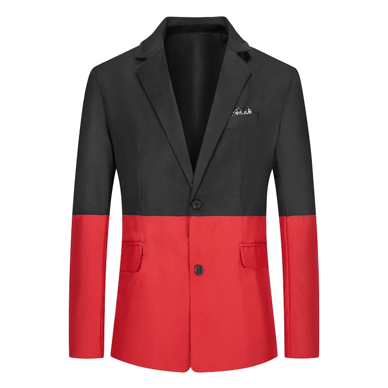 

Men's Blazer Stitching Slim Semi-Black Red White Double-Breasted Blazer Masculino Wedding Prom Fashion Men's Blazer Men
