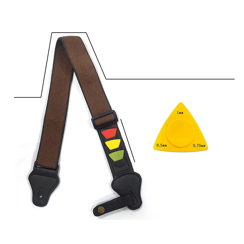 Наплечный ремень для гитары мягкий хлопковый ремешок с кожаными концами