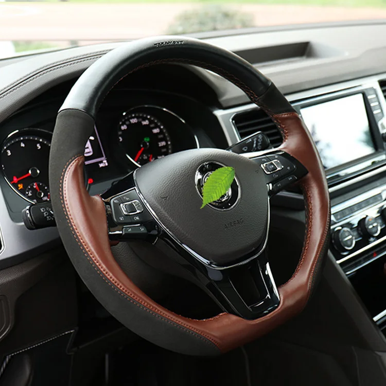 

Чехол на руль для VW Teramont PHIDEON Tiguan Lamando Bora POLO VW CC TAYRON, кожаные сшитые вручную рукоятки, автомобильные аксессуары
