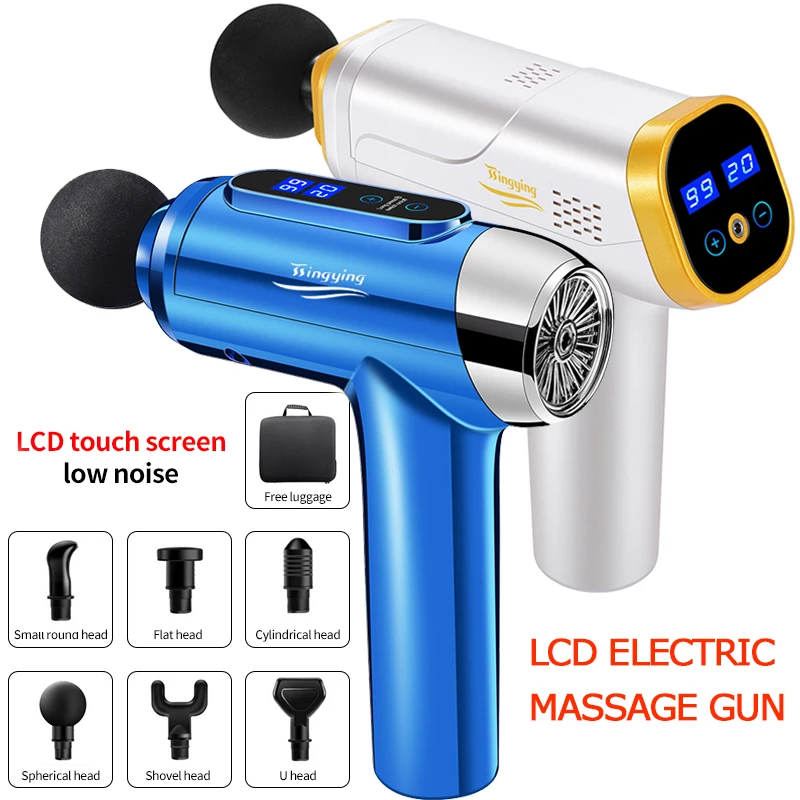 Массажный пистолет с ЖК дисплеем устройство для глубокого массажа мышц