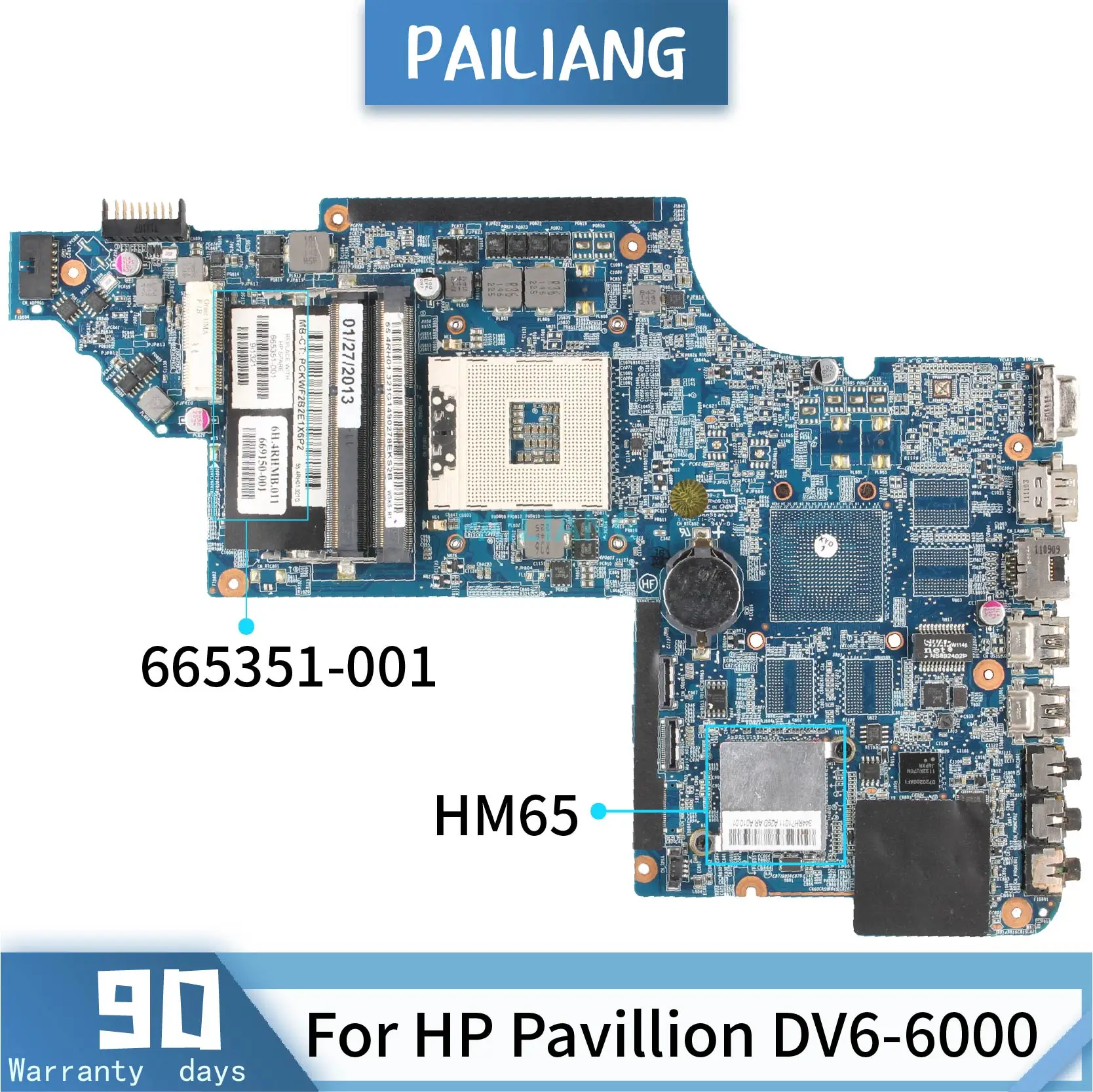 Материнская плата для ноутбука PAILIANG HP pavilion DV6-6000 системная 665351-001 665351-601 665351-501 HM65