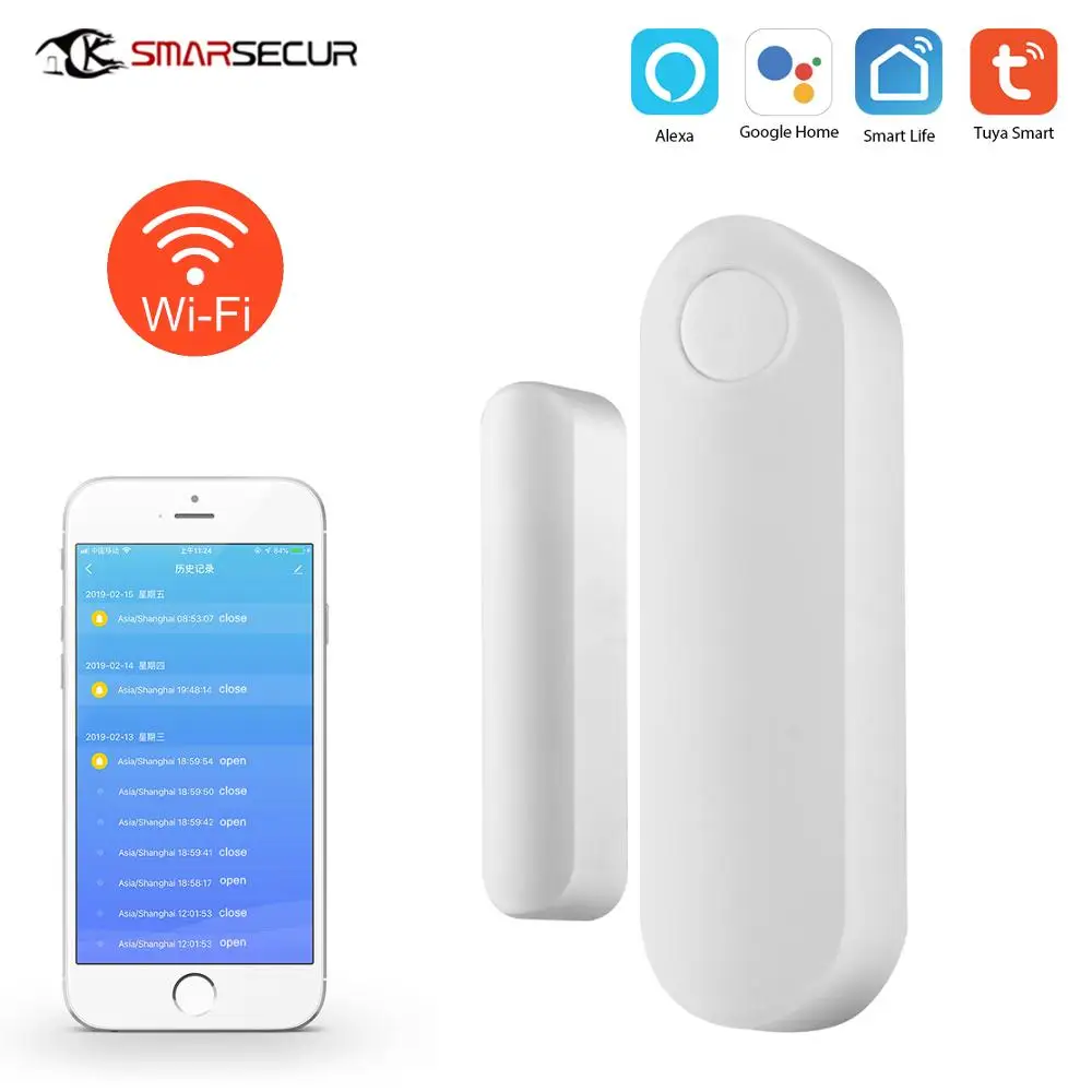 

Tuya Smart Magnetic Detector Door Open / Closed Detectors APP Control WiFi Door Window Sensor