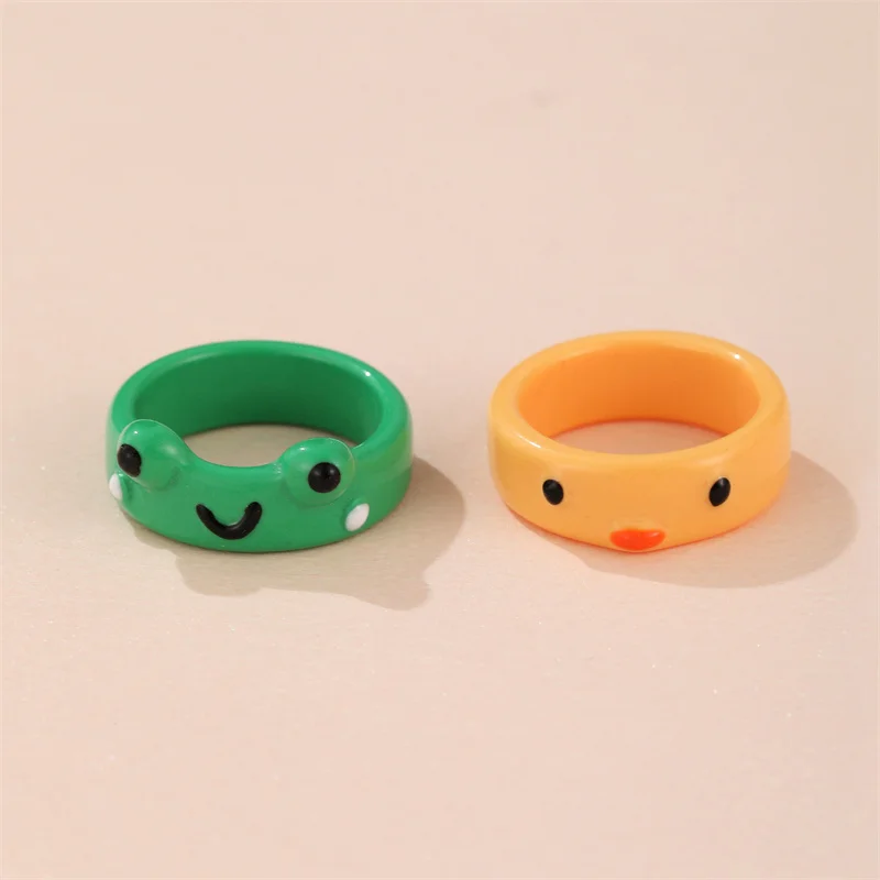 

Acrylic Frog Ring Chick Resin Rings For Women Girls Simple Animal Aesthetic Jewelry Friendship Rings Greative Party Travel Gifts
