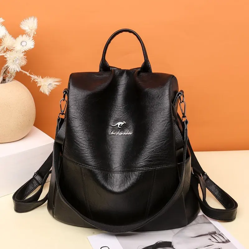 

Retro women's leather PU backpack high quality elementary school school bag female multifunctional shoulder bag fashion backpack