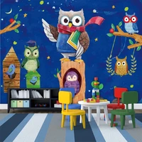 custom any size 3d wallpaper self adhesive owl night childrens room background wall painting fresco papel de parede home d%c3%a9cor