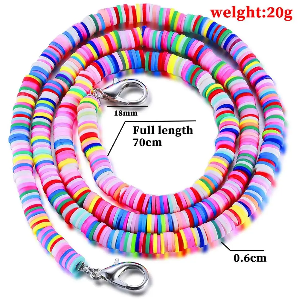 

New Reading Glasses Chain Women Polymer Clay Disc Beads Mask Sunglasses Cords Eyeglass Lanyard Hold Straps Eyewear Retainer