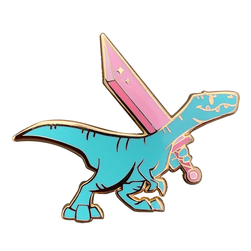 Жесткая эмалированная булавка динозавра