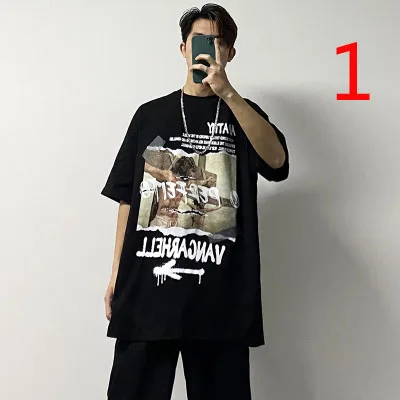

Summer student short-sleeved T-shirt male Korean version loose trend wild Hong Kong style five-point sleeve tide