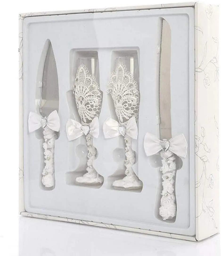 Свадебные принадлежности нож для торта набор сервировки пирогов и бокалы