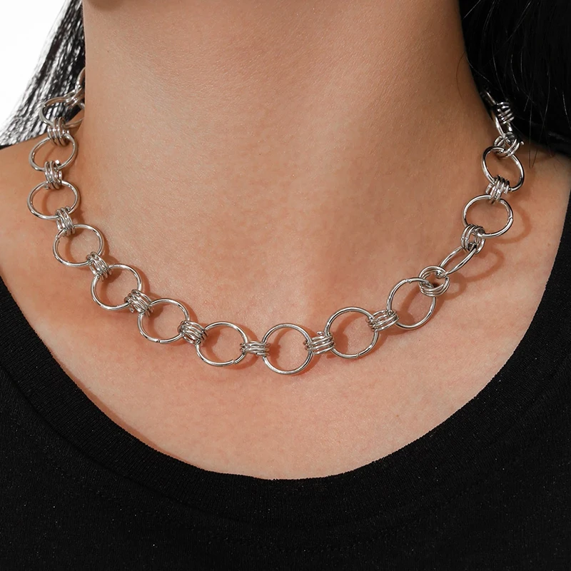 

Aprilwell Punk O Chain Choker Necklace For Women Aesthetic Silver Color O Collar 2021 Gothic Jewelry Gift Girl Friend