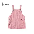 Изящный вельветовый комбинезон на бретелях для маленьких девочек; Платье на бретелях; Одежда; Однотонные мини-платья на пуговицах с От 1 до 6 лет карманами