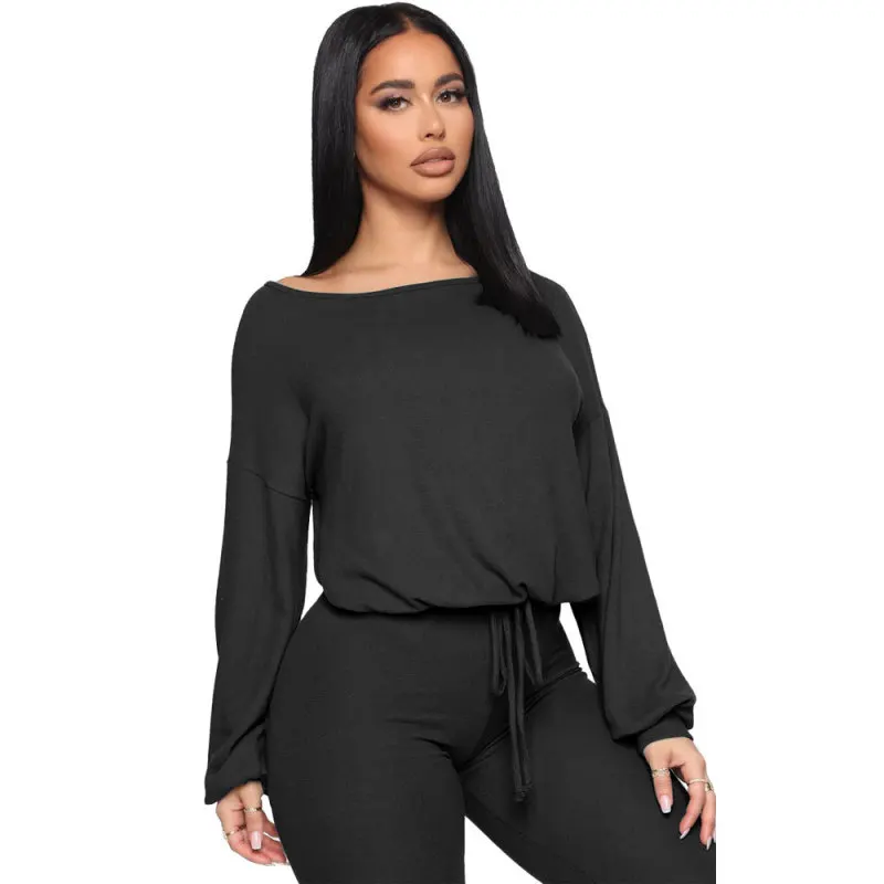 Женский костюм Новинка Весна 2021 с круглым вырезом без бретелек длинным рукавом