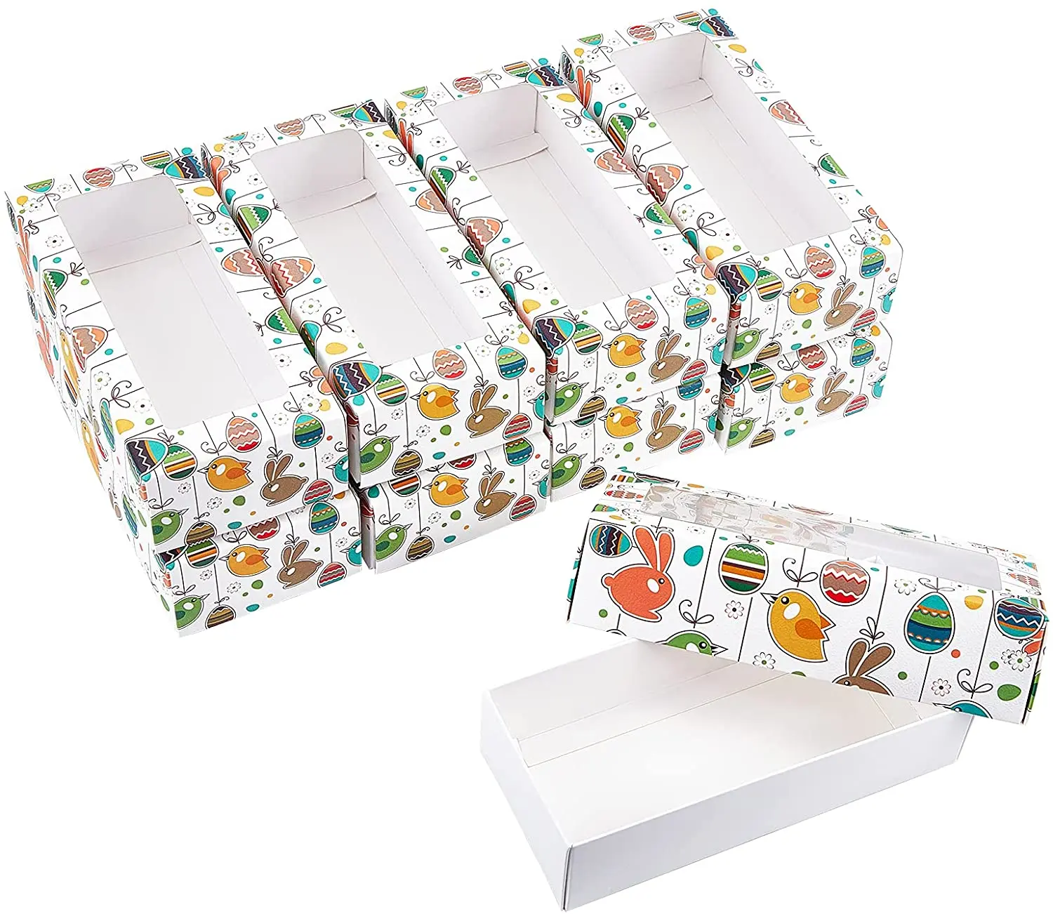 

15 Bread Boxes with Window Animal Pattern 3x6.8X1.7 Inch Color Cardboard Square Biscuit Box Cake Item Storage