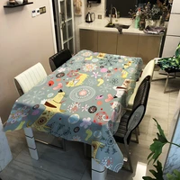 cute small animal tablecloth printing polyester waterproof rectangular kitchen dinner cloth picnic mat cover home decoration