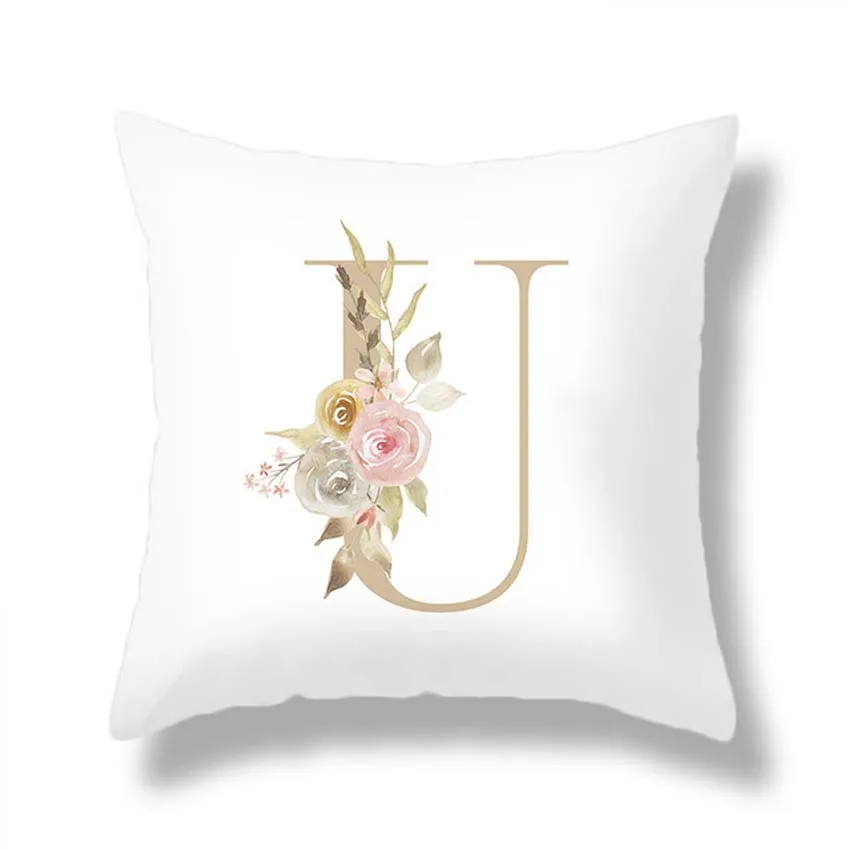 

Throw Pillow Case Alphabet Flower Print Pillowcases Decorative Pillows Pillow Cover Sofa Bed Throw Pillow Covers Fast Shipping