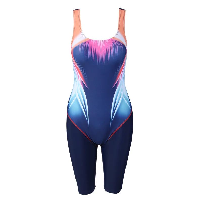 Women One Piece Printed Sport Surfing RashGuard Swimwear Striped Bathing Suit Large Size Professional Bathers Maillot SwimSuit