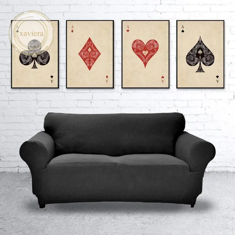 

Playing Cards Canvas Painting Abstract Game Wall Art Retro Posters and Prints Vintage Pictures Modern Home Decoration Game Room