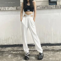sylcue summer small fairy high waist cut out lounge trousers sports lounge trousers simple fit soft comfortable wild pants