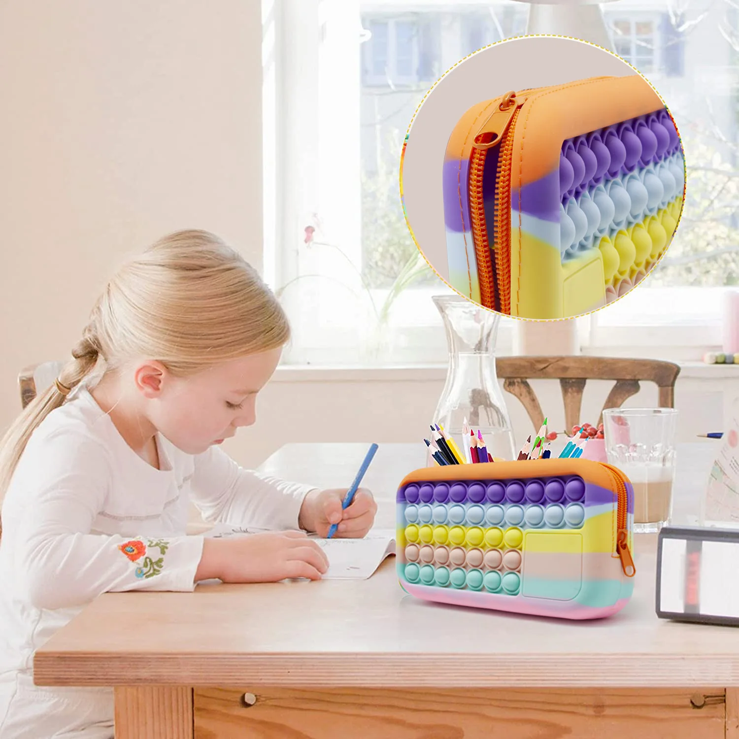 

Pencil Case Popping Fidget Toys Stationery Box Push Bubble Anti stress Silicone Push Bubbles Kids Sensory Children Xmas Gift