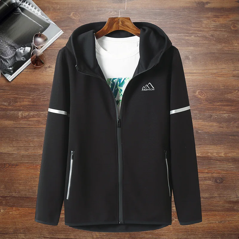 

Autumn new men's fattening plus size knitted jacket men's fat fashion casual hooded Cardigan Sweater Jacket