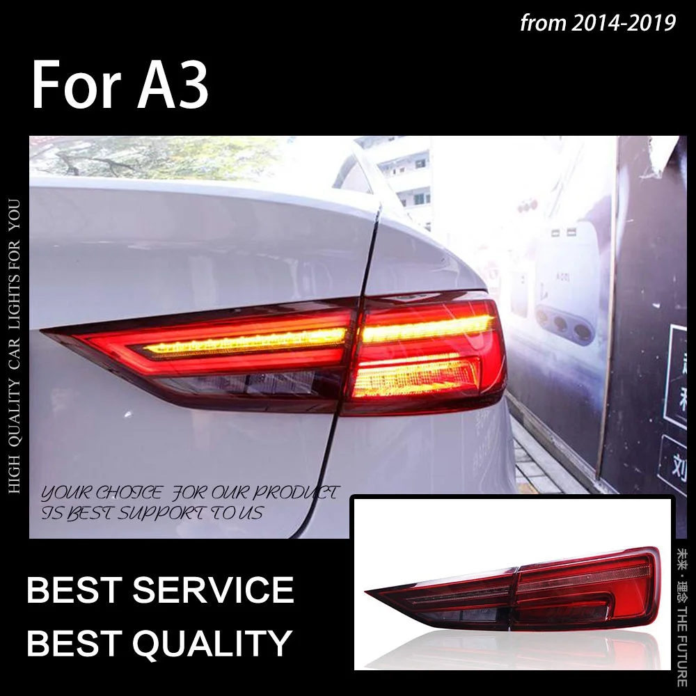

Автостайлинг для Audi A3, задние фонари 2013-2019 A3, светодиодная задняя лампа, светодиодный ные ДХО, динамический сигнал, тормозной сигнал, задний ...