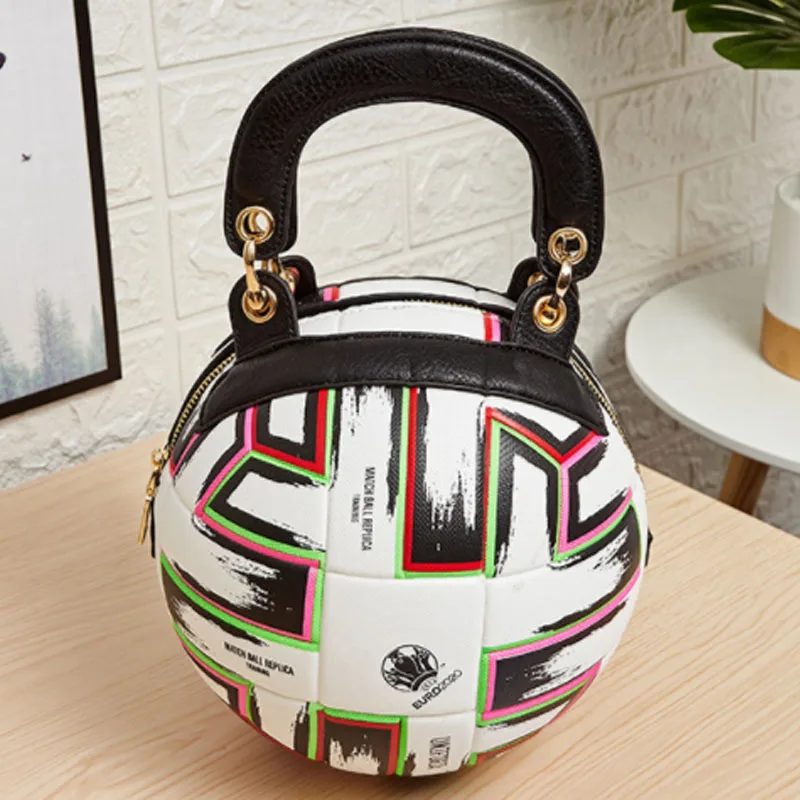 

Xianjian Rainbow Football Shaped Tote Handbags Purse Unique Lady Tote Handbags Special Shaped Eye Catching Bags Totes