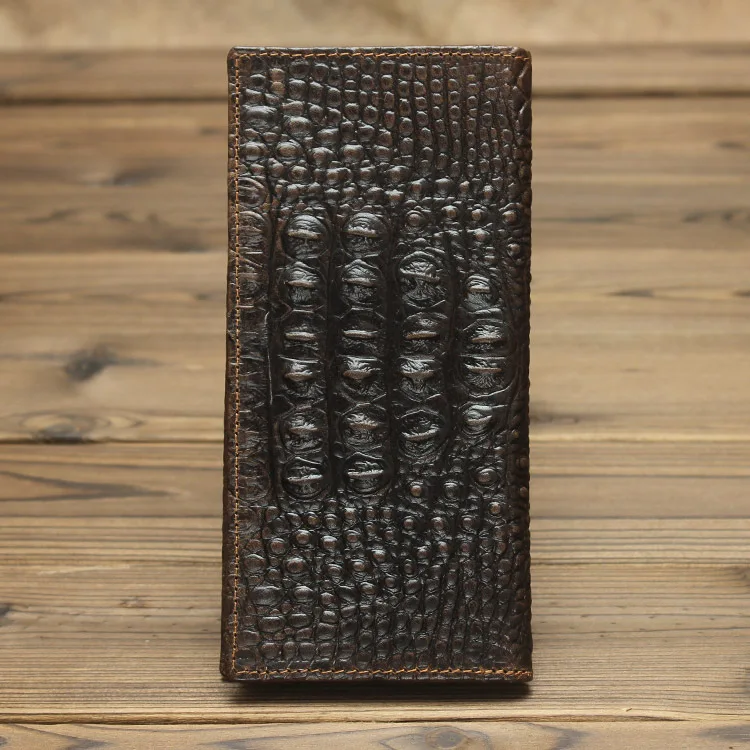 

Crocodile Pattern Genuine Leather men Wallets Clutch Bags Portomonee Clamp for Phone Bag