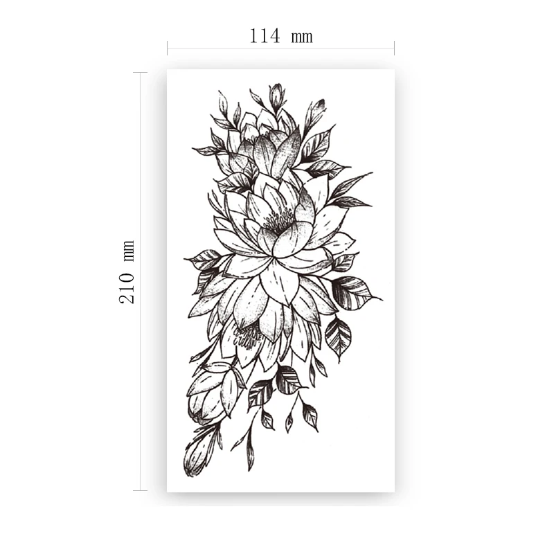 

Hannah Style Temporary Tattoo Stickers Plain Line Flowers Rose Lotus Fake Tattoos Waterproof Tatoos Arm Leg Large Size for Women