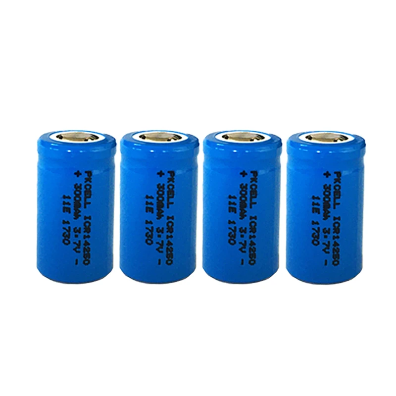 

4pcs PKCELL Size 1/2AA Lithium 3.7V Battery 300mAh ICR14250 Li-ion Rechargeable Batteries For LED FlashLights Toy Cars