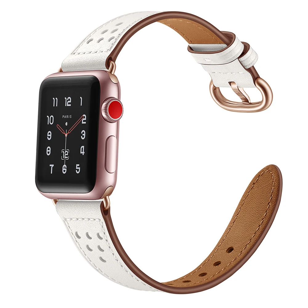 Ремешок из натуральной кожи для Apple Watch 38 мм 40 42 44 аксессуары браслетов Подходит