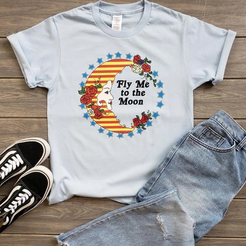 Футболка Fly Me To The Moon женская модная смешная уличная одежда рубашки с коротким