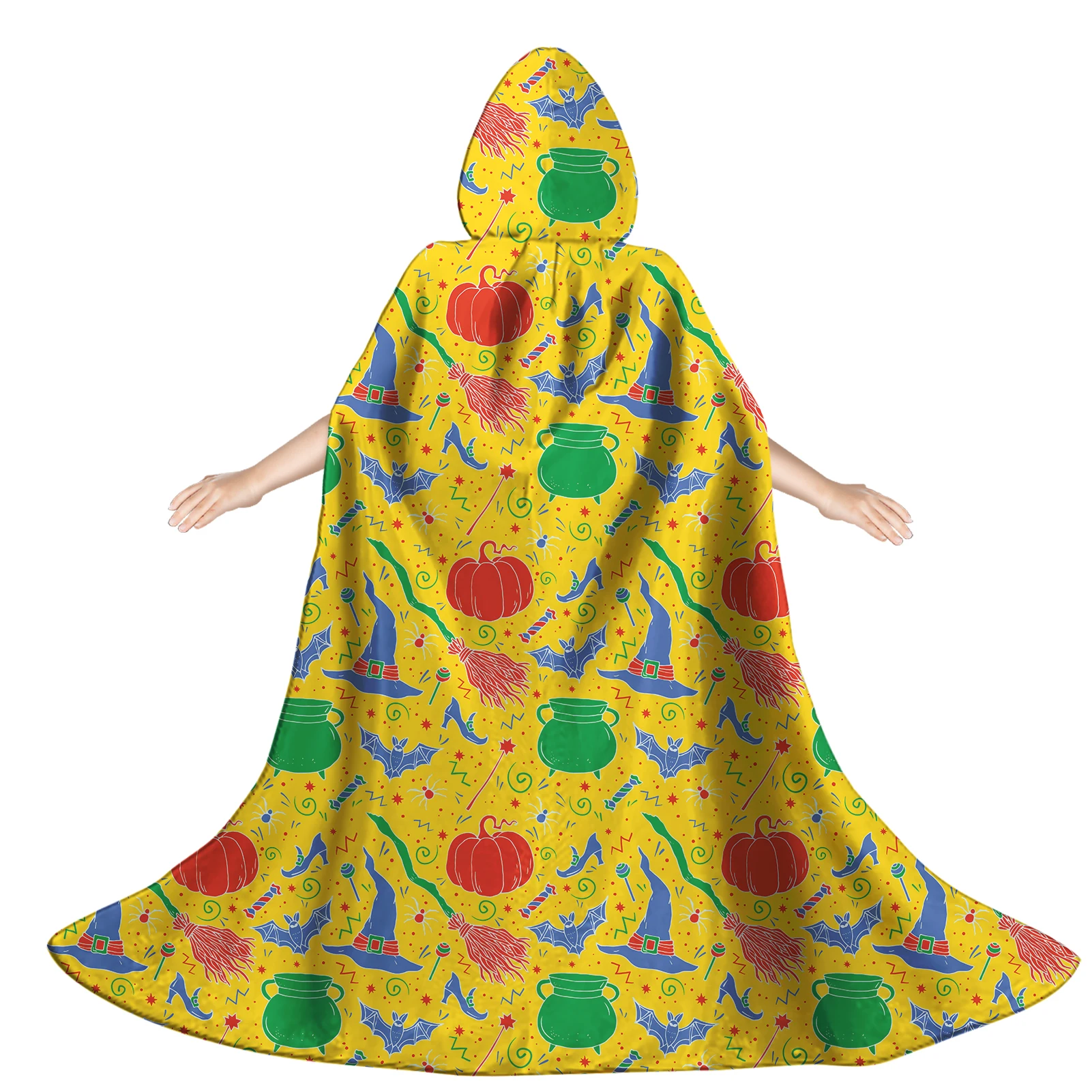 

Hooded Colorful Children Cloak Halloween Costume Long Length Outwear Party Decor Role-Playing Robe Cape for Boys &Girls Gifts