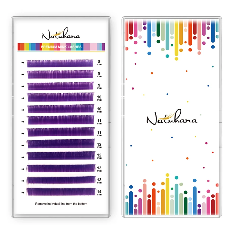 Цветные ресницы NATUHANA ed для наращивания отдельные цветные 8-14 микс C D завитые