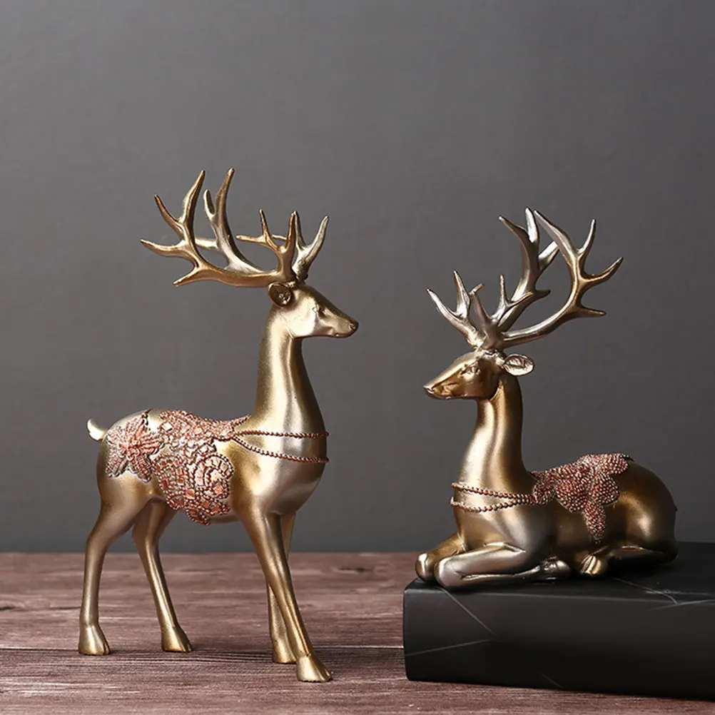 2pcs Home Decor Deer Decoration Creative Couple Stylish Special Ornament For Wine Cabinet Living Room  Дом и